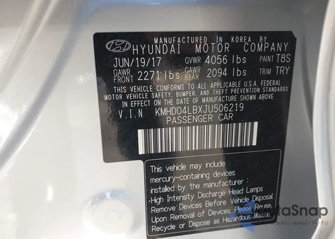 2018 Hyundai Elantra Sport из США, поврежденный, VIN KMHD04LBXJU506219